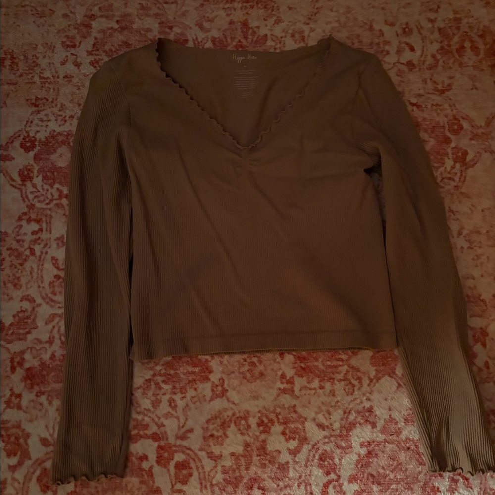 Hippie Rose Olive Long Sleeve Top